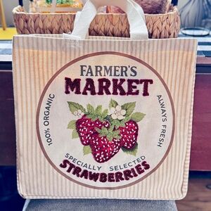 Farmer's Market Beaded Strawberries Tote Bag - Red & Green